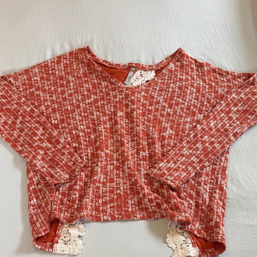 Entro Textured Orange and Cream Sweater - Picture 5 of 8